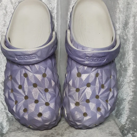 CROCS Geo Clog Shoes Lavender Sparkle Womans 9 Mens 7 - Picture 9 of 11